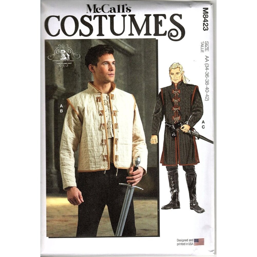 McCall's M8423 Mens 34 to 42 Medieval Historical Costume Uncut Sewing Pattern